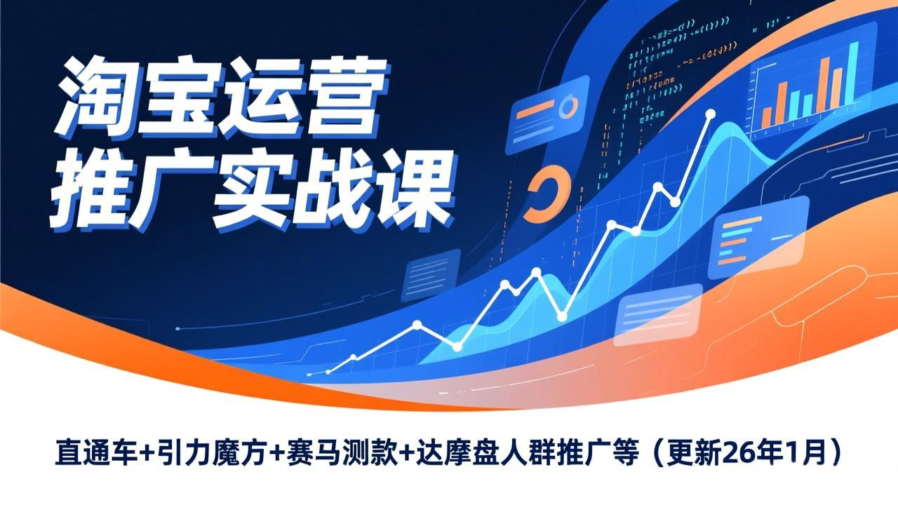 淘宝运营推广实战课，直通车+引力魔方+赛马测款+达摩盘人群推广等(更新26年1月-huitchan网创
