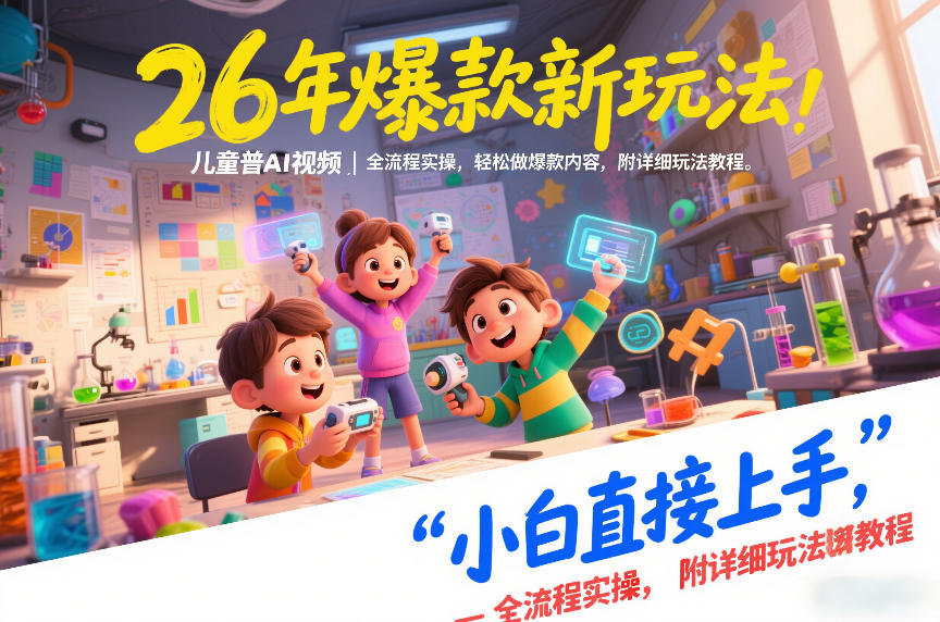 26年爆款新玩法，儿童科普AI视频，全流程实操，轻松做爆款内容，小白直接上手，附详细玩法教程-huitchan网创