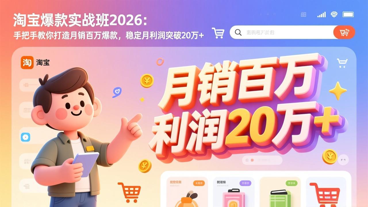 淘宝爆款实战班2026：手把手教你打造月销百万爆款，稳定月利润突破20万+-huitchan网创