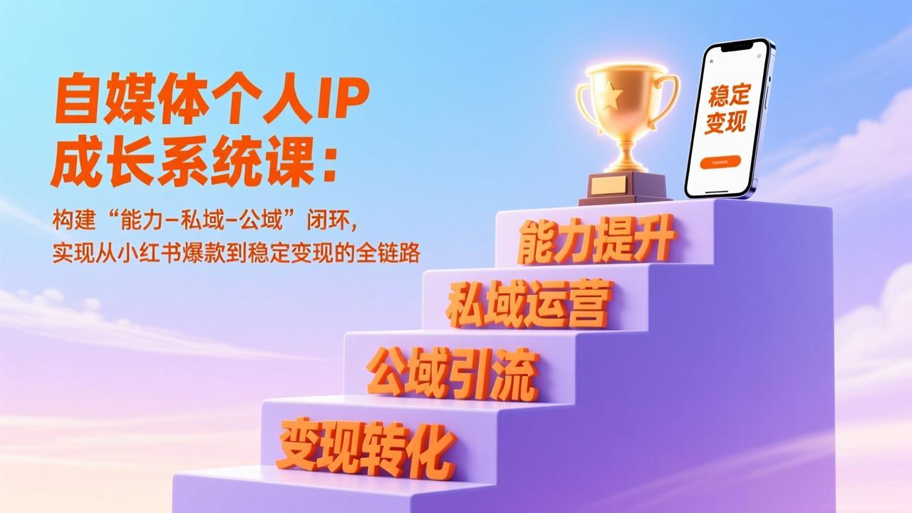 自媒体个人IP成长系统课：构建“能力-私域-公域”闭环，实现从小红书爆款到稳定变现的全链路-huitchan网创
