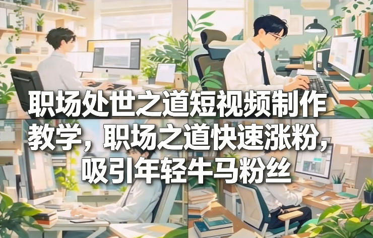 职场处世之道短视频制作教学，职场之道快速涨粉，吸引年轻牛马粉丝-huitchan网创