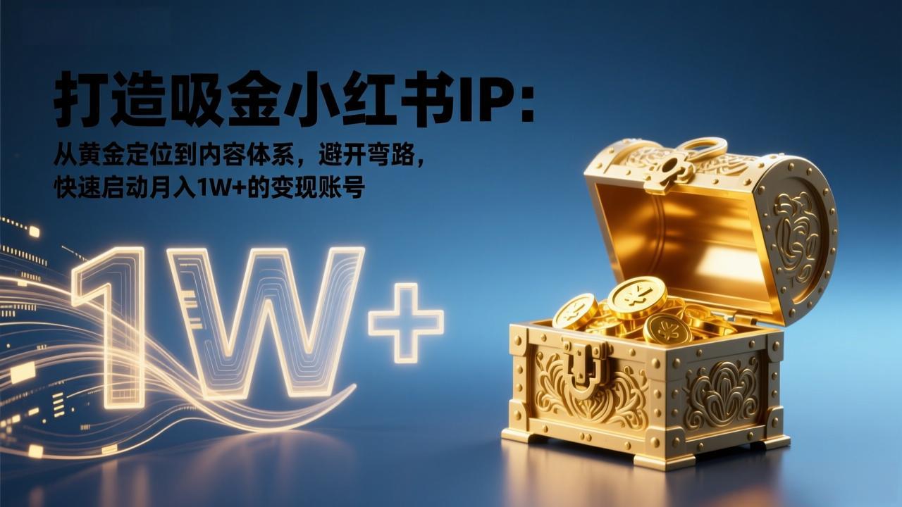 打造吸金小红书IP：从黄金定位到内容体系，避开弯路，快速启动月入1W+的变现账号-huitchan网创