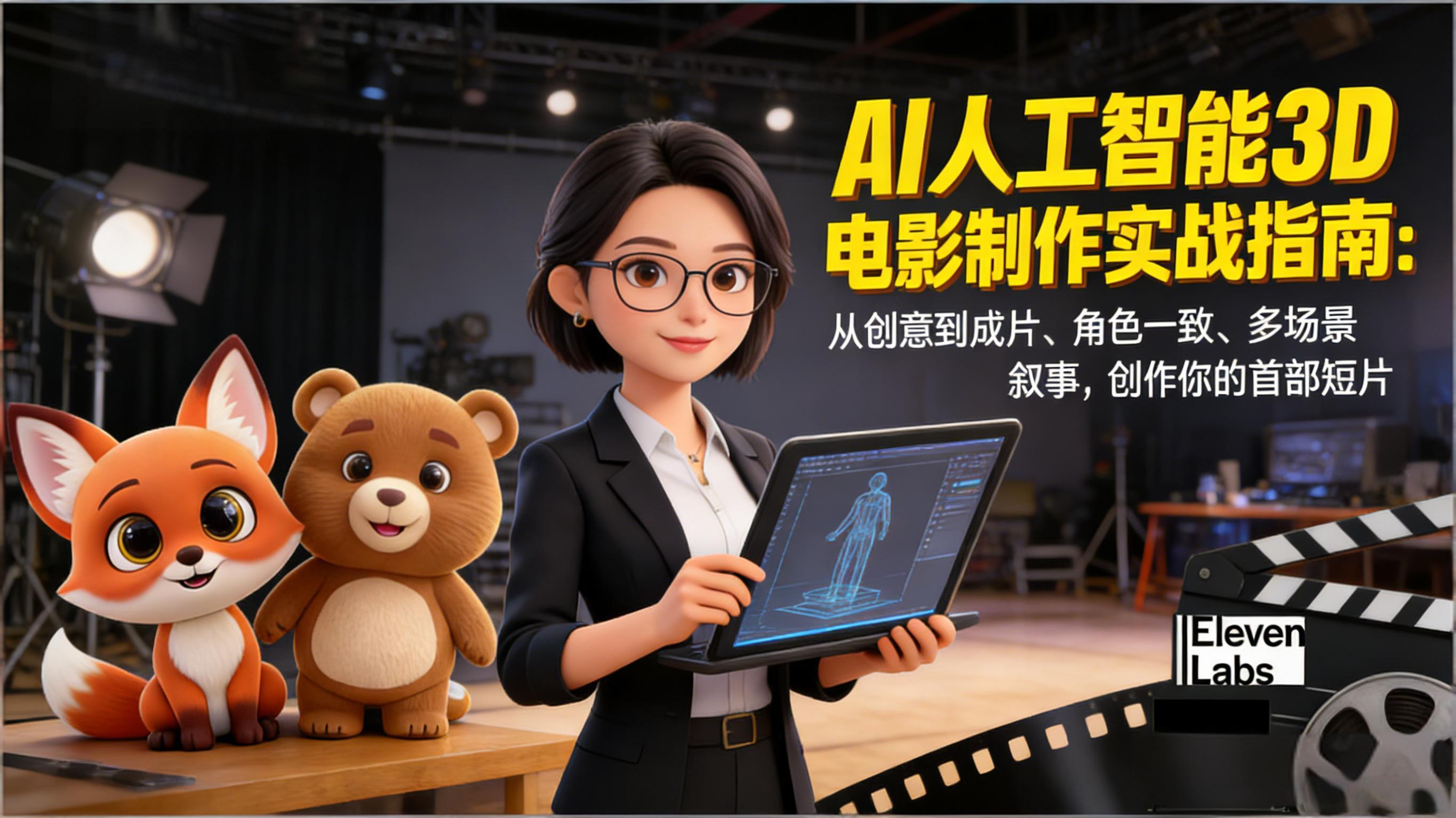 AI人工智能3D电影制作实战指南：从创意到成片、角色一致、多场景叙事，创作你的首部短片-huitchan网创