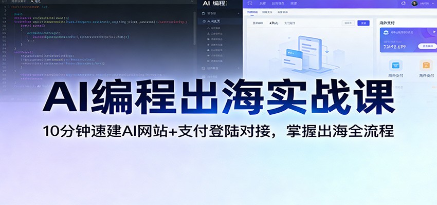 AI编程出海实战课：10分钟速建AI网站+支付登陆对接，掌握出海全流程-huitchan网创