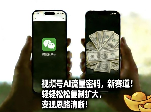 视频号AI流量密码新赛道，轻轻松松复制扩大，变现思路清晰-huitchan网创