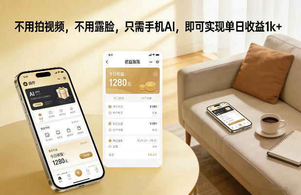 不用拍视频，不用露脸，只需手机AI，即可实现单日收益1k+【揭秘】-huitchan网创