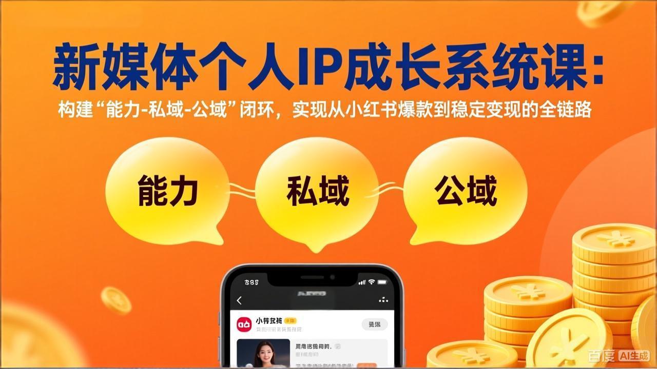 新媒体个人IP成长系统课-更新：构建“能力-私域-公域”闭环，实现从小红书爆款到稳定变现-huitchan网创