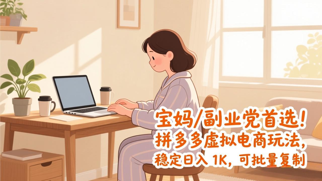 宝妈 / 副业党首选！拼多多虚拟电商玩法，稳定日入 1K，可批量复制-huitchan网创