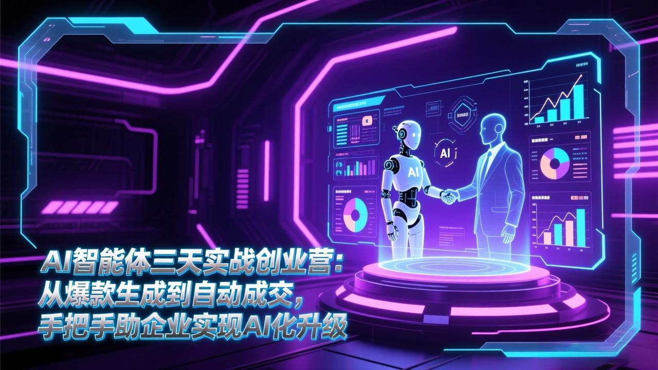AI智能体三天实战创业营：从爆款生成到自动成交，手把手助企业实现AI化升级-huitchan网创
