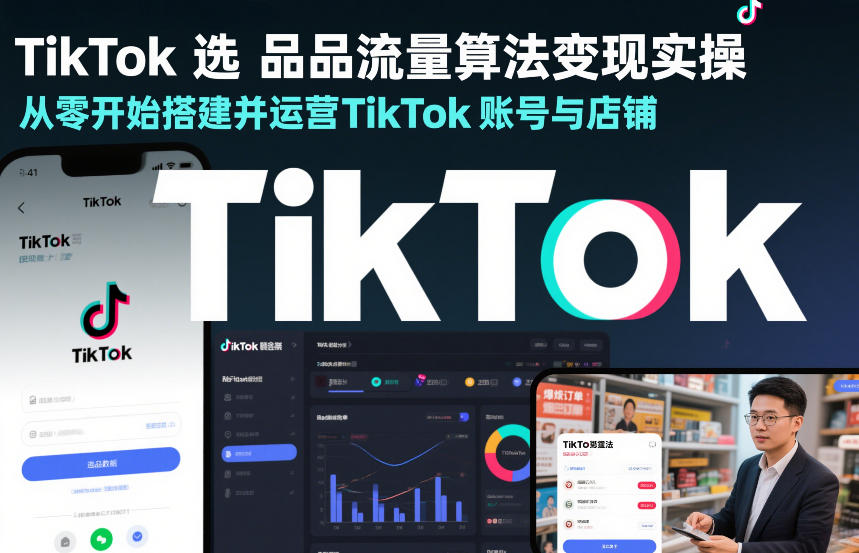 TikTok选品流量算法变现实操，从零开始搭建并运营TikTok账号与店铺-huitchan网创