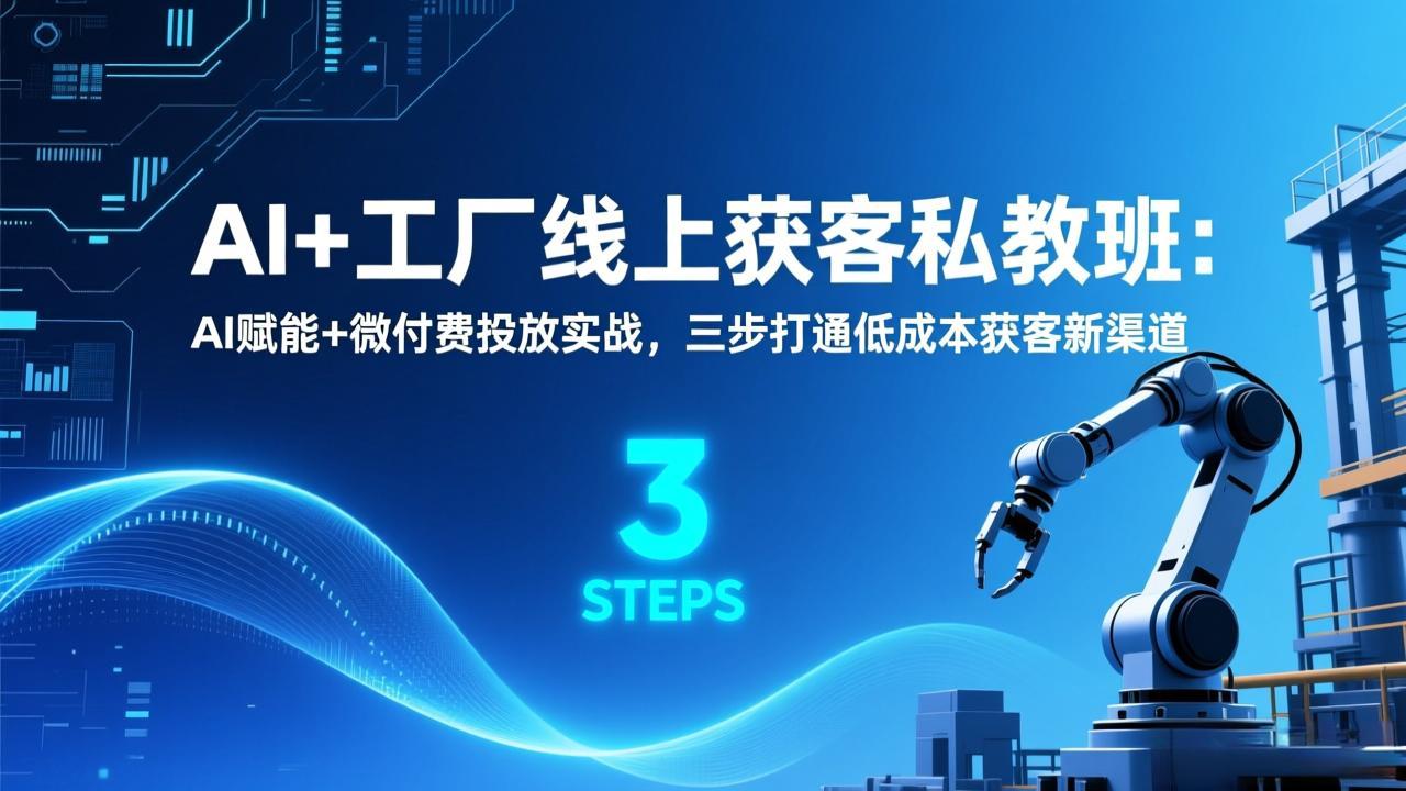 AI+工厂线上获客私教班：AI赋能+微付费投放实战，三步打通低成本获客新渠道-huitchan网创