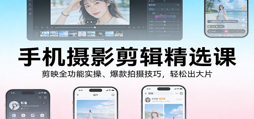 手机摄影剪辑精选课：剪映全功能实操、爆款拍摄技巧，轻松出大片-huitchan网创