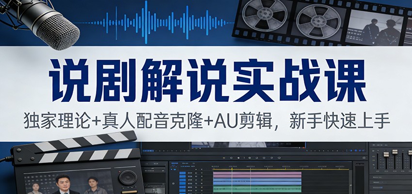 说剧解说实战课：独家理论+真人配音克隆+AU剪辑，新手快速上手-huitchan网创