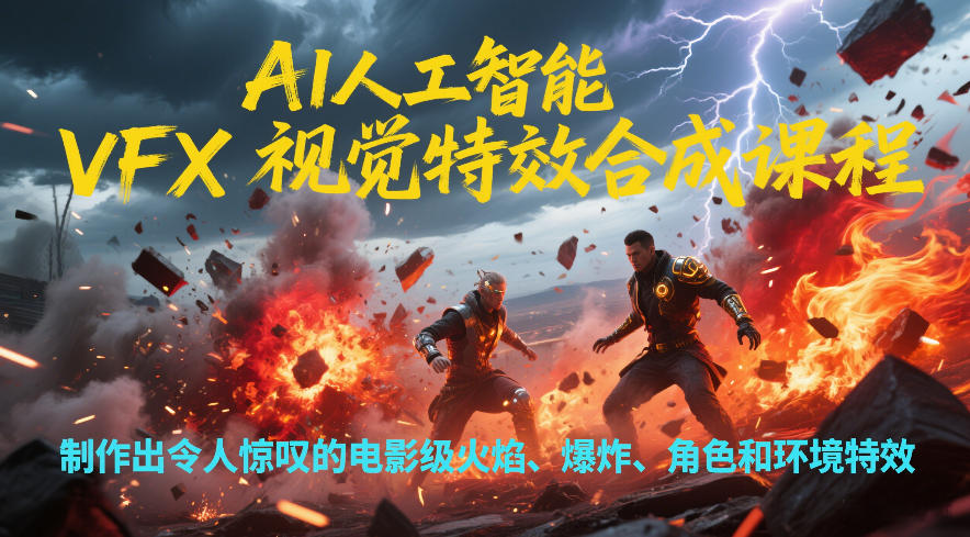 AI人工智能VFX视觉特效合成课程，制作出令人惊叹的电影级火焰、爆炸、角色和环境特效-huitchan网创