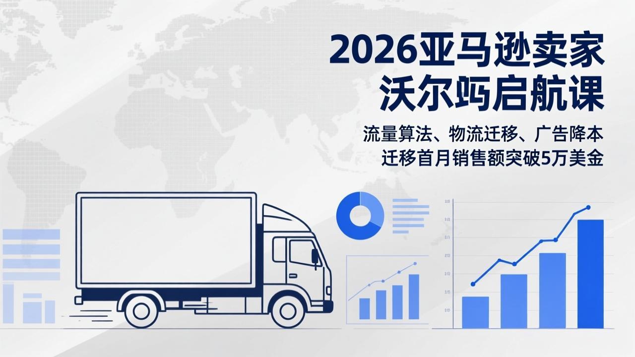2026亚马逊卖家沃尔玛启航课，流量算法、物流迁移、广告降本，迁移首月销售额突破5万美金-huitchan网创