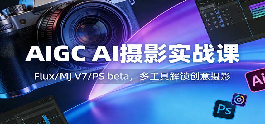 AIGC AI摄影实战课：Flux/MJ V7/PS beta，多工具解锁创意摄影-huitchan网创
