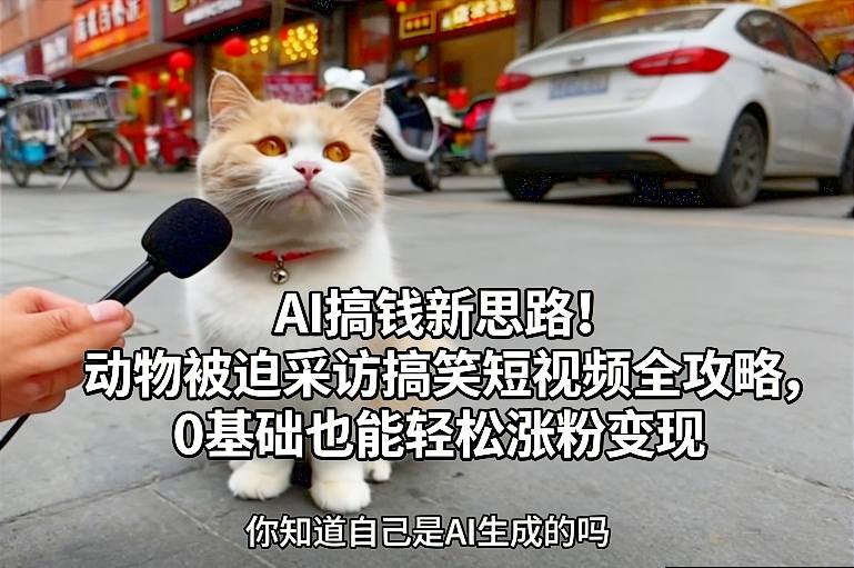 AI搞钱新思路！动物被迫采访搞笑短视频全攻略，0基础也能轻松涨粉变现-huitchan网创