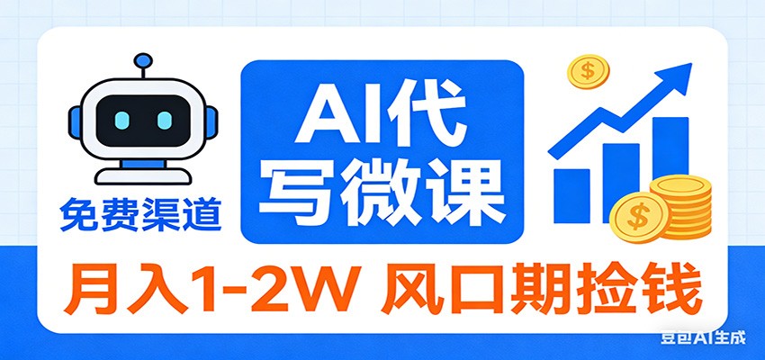 2026告别打工！AI 代写微课，提供免费渠道，月入 1-2W 风口期捡钱-huitchan网创