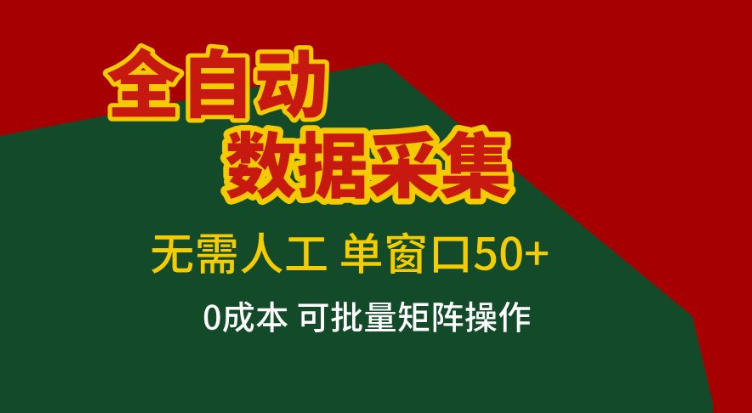 全自动数据采集，无需人工，单窗口50+，0成本可批量矩阵操作【揭秘】-huitchan网创
