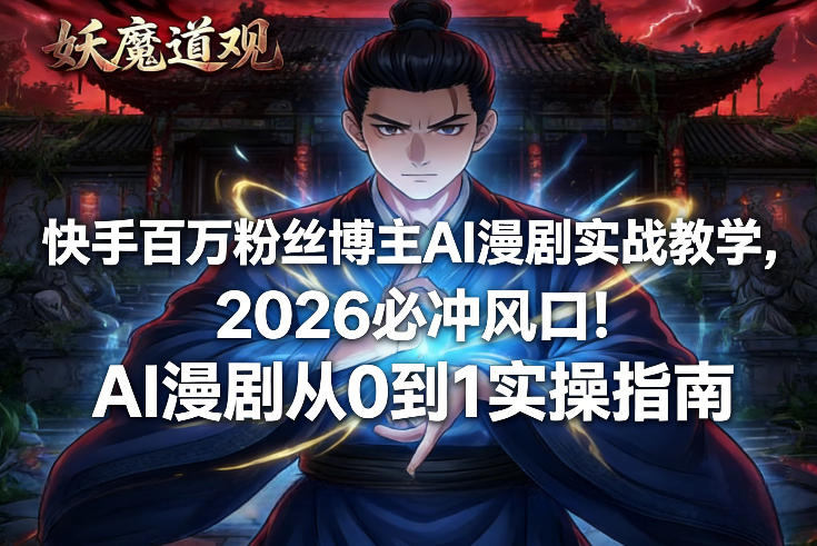 快手百万粉丝博主AI漫剧实战教学，2026必冲风口！AI漫剧从0到1实操指南-huitchan网创
