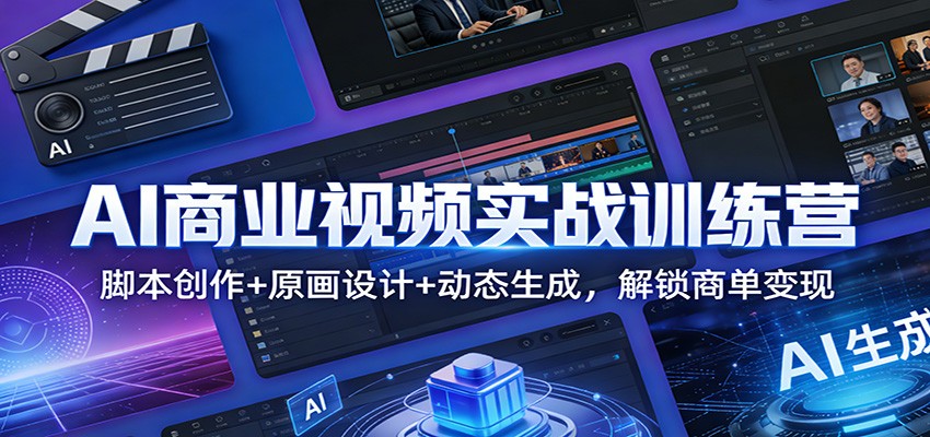 AI商业视频实战训练营：脚本创作+原画设计+动态生成，解锁商单变现-huitchan网创