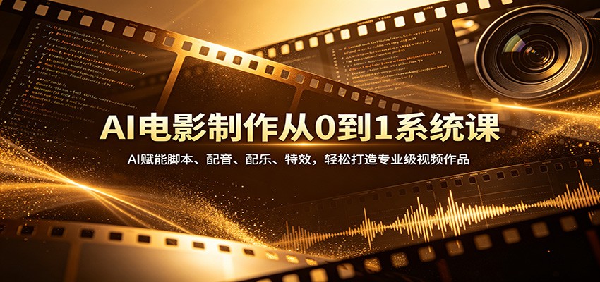 AI电影制作从0到1系统课：AI赋能脚本、配音、配乐、特效，轻松打造专业级视频作品-huitchan网创