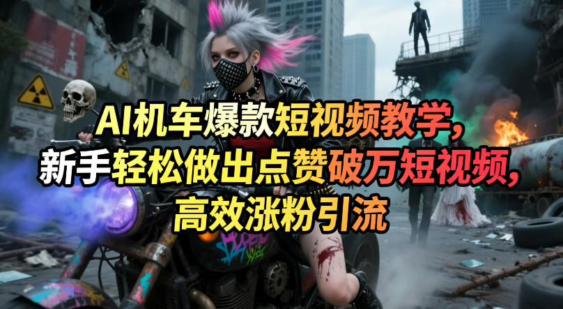 AI机车爆款短视频教学，新手轻松做出点赞破万短视频，高效涨粉引流-huitchan网创