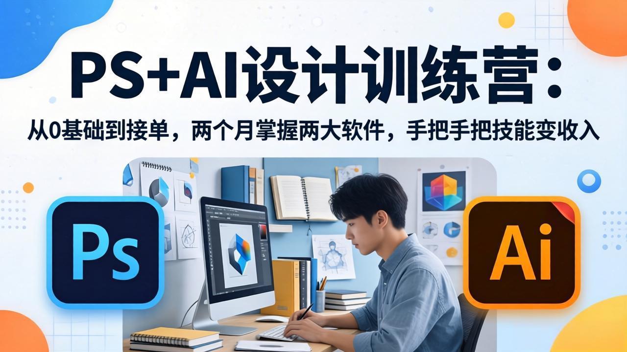 PS+AI设计训练营：从0基础到接单，两个月掌握两大软件，手把手把技能变收入-huitchan网创