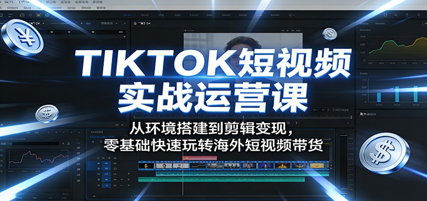 TIKTOK短视频实战运营课：从环境搭建到剪辑变现，零基础快速玩转海外短视频带货-huitchan网创