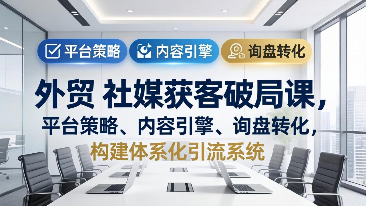 外贸 社媒获客破局课，平台策略、内容引擎、询盘转化，构建体系化引流系统(更新26年3月-huitchan网创