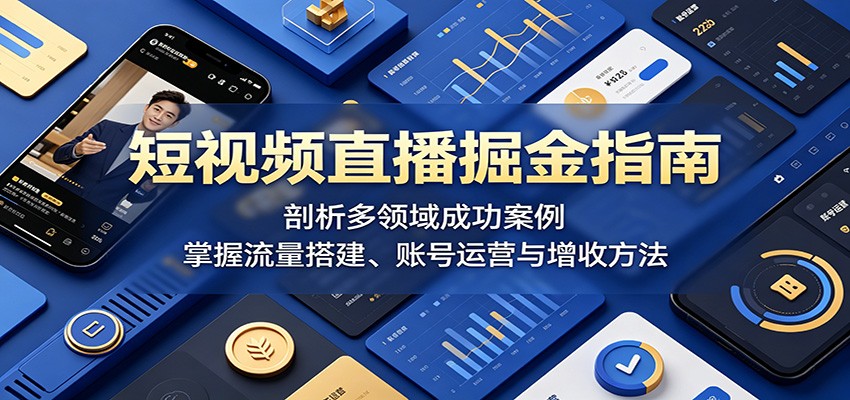 短视频直播掘金指南：剖析多领域成功案例，掌握流量搭建、账号运营与增收方法-huitchan网创
