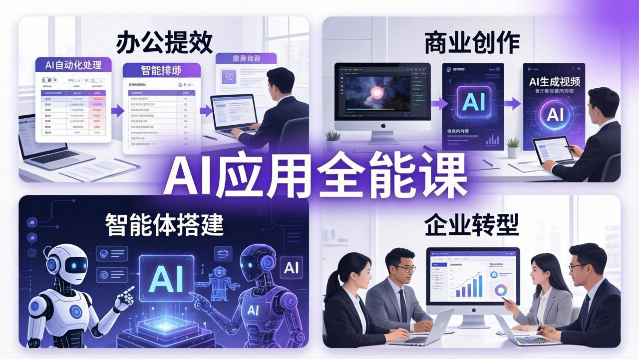 AIGC 应用全能课：办公提效、商业创作、智能体搭建、企业转型，一站式学会AI应用-huitchan网创