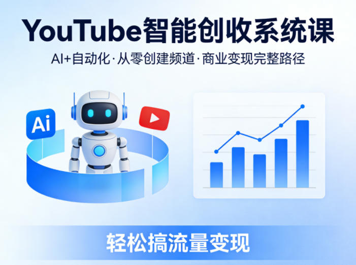 YouTube智能创收系统课，AI+自动化，从零创建YouTube频道并实现商业变现的完整路径，轻松搞流量变现-huitchan网创