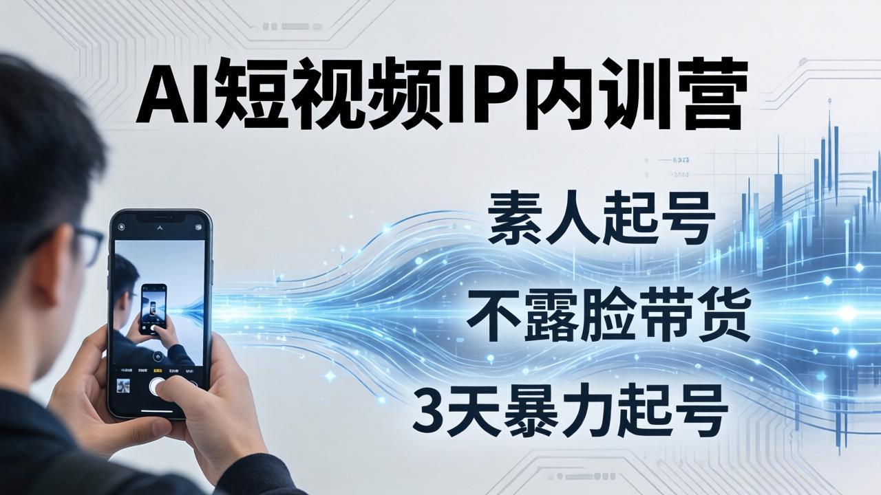 2026AI短视频IP内训营：从素人起号到不露脸带货，3天暴力起号全流程拆解-huitchan网创