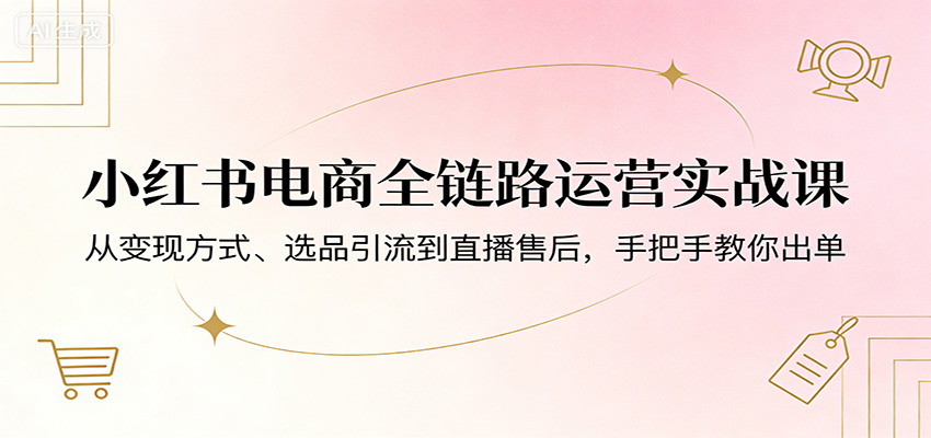 小红书电商全链路运营实战课：从变现方式、选品引流到直播售后，手把手教你出单-huitchan网创
