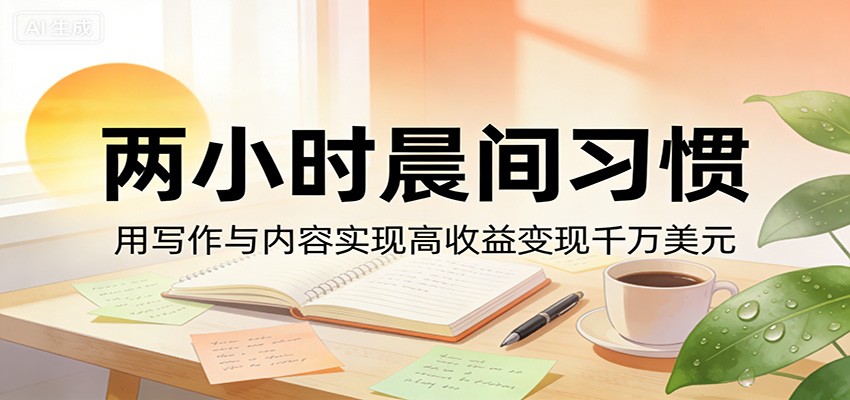 付费文章：两小时晨间习惯，用写作与内容实现高收益变现千万美元-huitchan网创