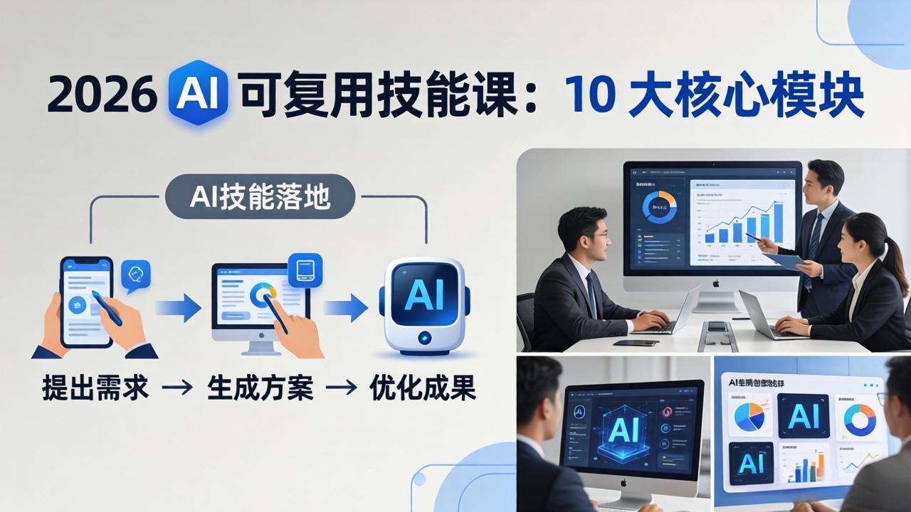 2026AI可复用技能-4月新课：10大核心模块，手把手教你把AI用进工作、产出成果-huitchan网创