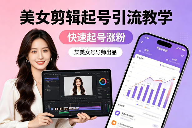 某美女号导师出品：美女剪辑起号引流教学，快速起号涨粉-huitchan网创