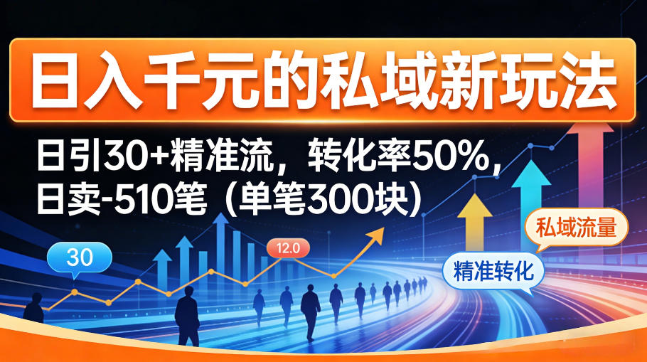 日入千米的私域新玩法：日引30＋精准流，转化率50%，日卖5-10笔(单笔300米)-huitchan网创