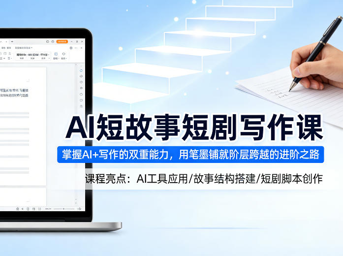 AI短故事短剧写作课，掌握AI+写作的双重能力，用笔墨铺就阶层跨越的进阶之路-huitchan网创