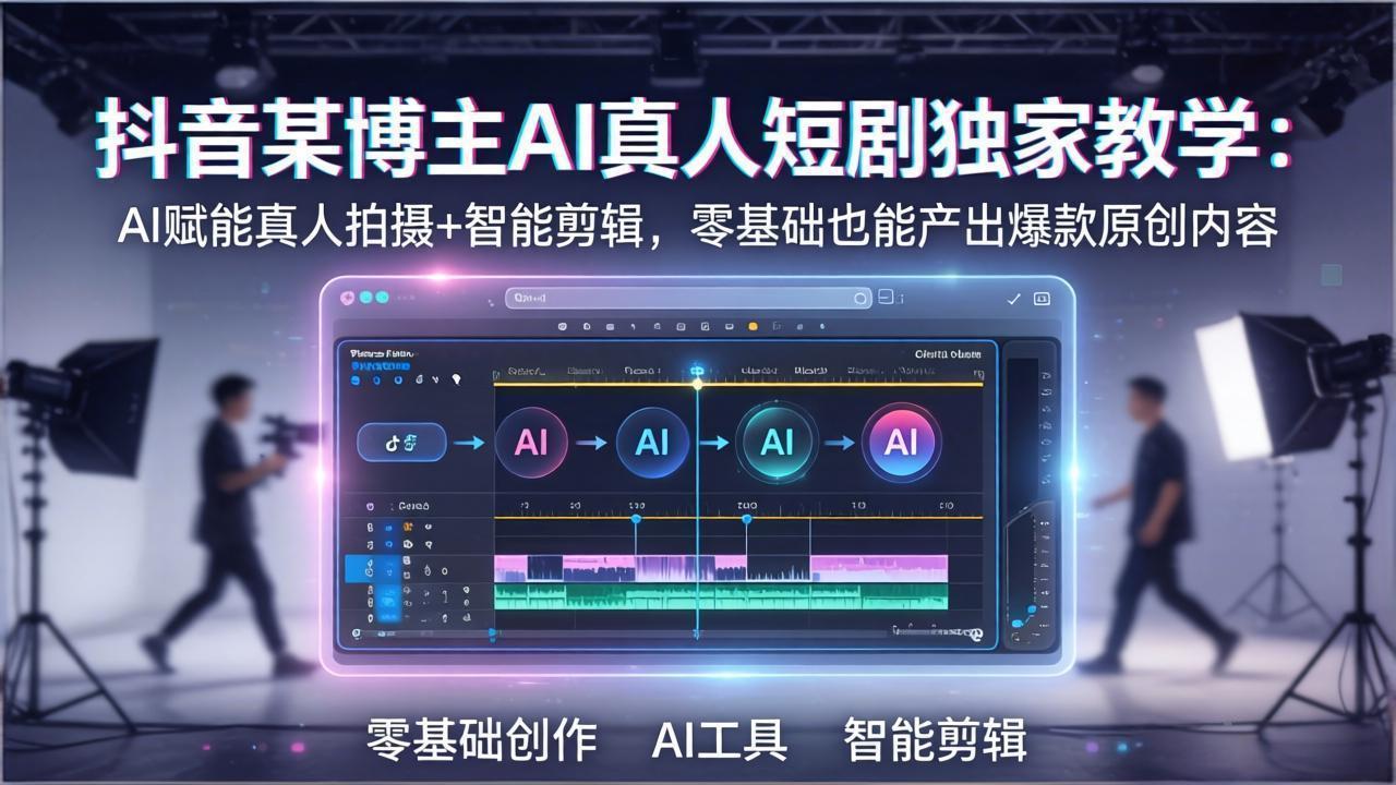抖音某博主AI真人短剧独家教学：AI赋能真人拍摄+智能剪辑，零基础也能产出爆款原创内-huitchan网创