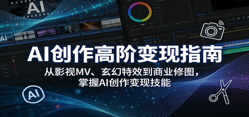 AI创作高阶变现指南：从影视MV、玄幻特效到商业修图，掌握AI创作变现技能-huitchan网创