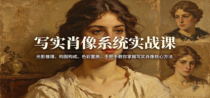 写实肖像系统实战课：光影推理、构图构成、色彩置换，手把手教你掌握写实肖像核心方法-huitchan网创
