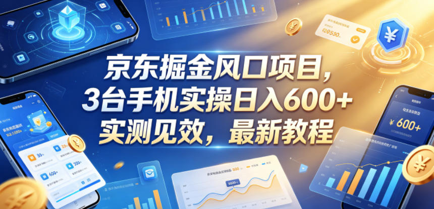 京东掘金风口项目，3台手机实操日入600+，实测见效，最新教程【揭秘】-huitchan网创