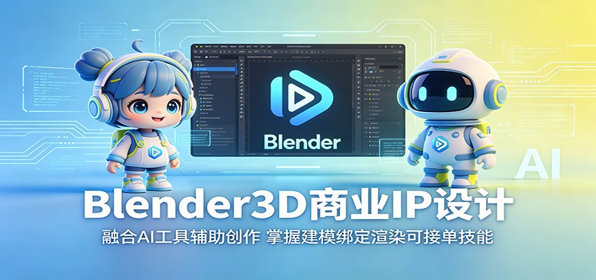 Blender3D商业IP设计：融合AI工具辅助创作，掌握建模绑定渲染可接单技能-huitchan网创