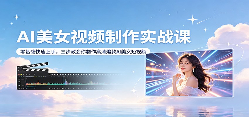 AI美女视频制作实战课：零基础快速上手，三步教会你制作高清爆款AI美女短视频-huitchan网创