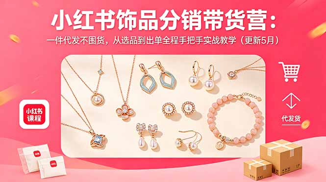小红书饰品分销带货营：一件代发不囤货，从选品到出单全程手把手实战教学(更新5月-huitchan网创