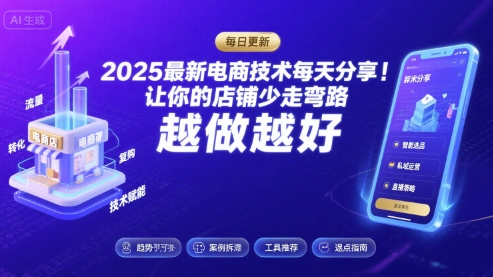 2026最新电商技术每天分享，让你的店铺少走弯路，越做越好(更新26年04月)-huitchan网创