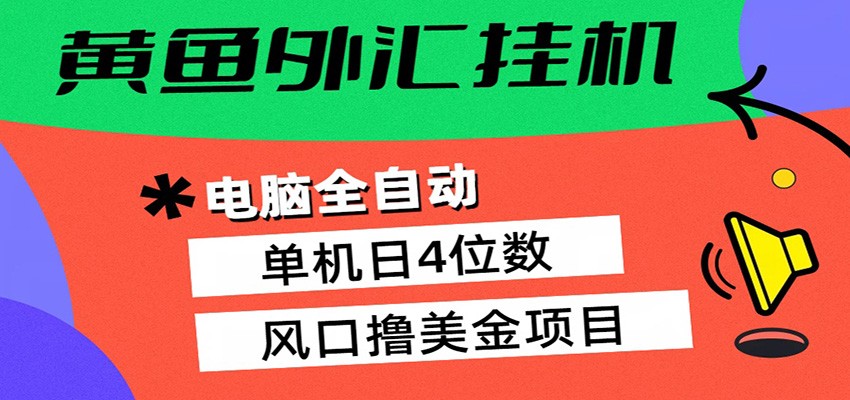 黄鱼外汇挂机：全自动赚美金、自动交易、风口项目-huitchan网创