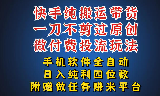 最新黑科技快手搬运带货方法，手机就能操作，轻松带你日入四位数【揭秘】-huitchan网创